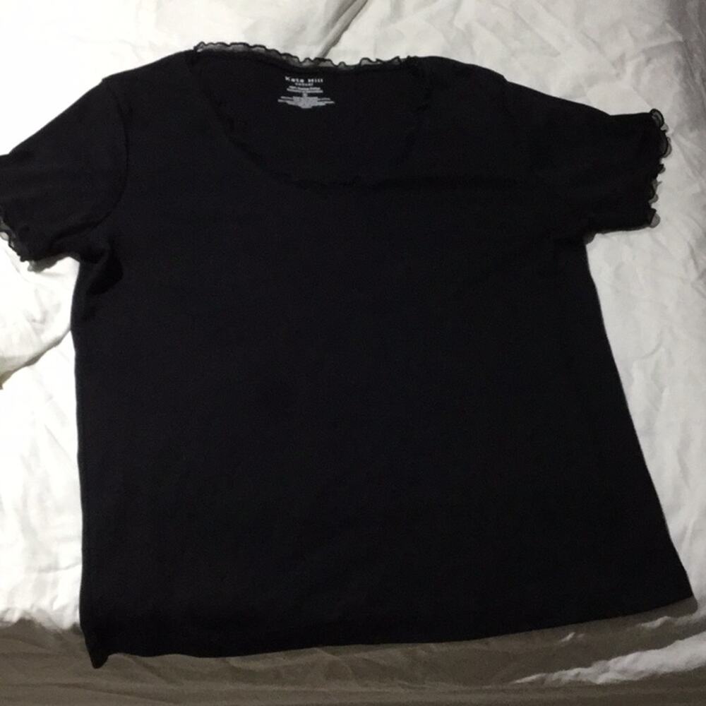 Kate hill 💯cotton black v neck t shirt nwot